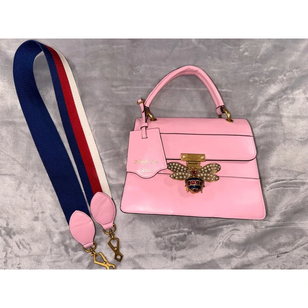 Gucci Queen Margaret Top Handle Crossbody Bag Pink Leather With COA - Picture 2 of 16
